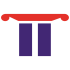 Modern logo for Asal Ara Company with Persian text in a gradient color scheme and a red-and-purple classical architectural icon لوگوی مدرن شرکت آسال آرا با متن فارسی در طرح گرادیان رنگی و نماد معماری کلاسیک قرمز و بنفش
